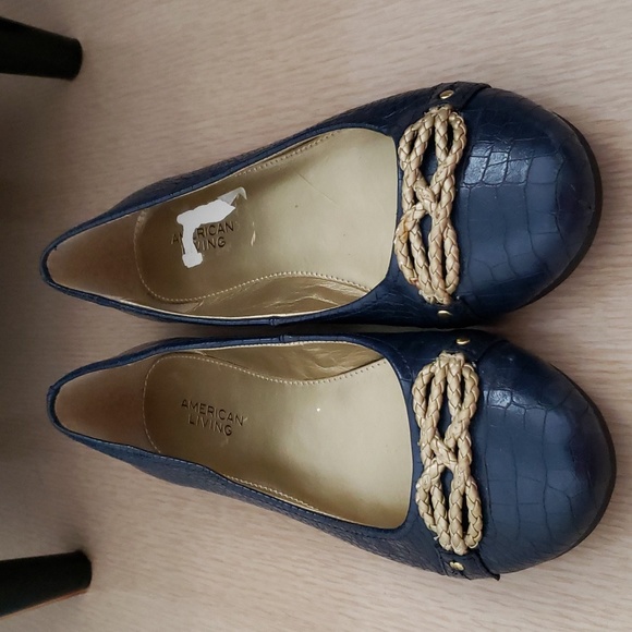EUC AMERICAN LIVING Donica Braided Rope Toe Tie Ballet Flats - Navy 8-$25 for 2 - Picture 3 of 6